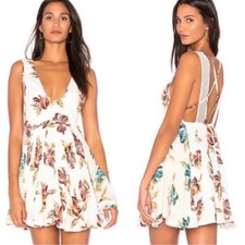 Free People Thought I Was Dreamin Plunging V-Neck Floral Mini Dress Size Small