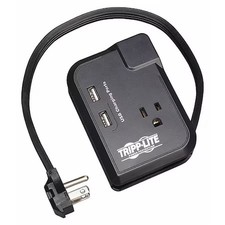 Tripp Lite Traveler3usb Power Strip, Surge, Usb, 3 5-15R, 5-15P, 1.5 Ft., Black