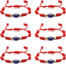 Evil Eye 7 Knot Lucky Bracelets Adjustable Red String Amulet for Women Men 