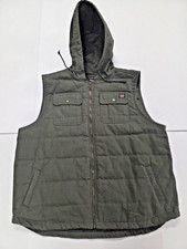 WRANGLER WORKWEAR MEN QUILT LINED CANVAS DUCK VEST HOODED SZ 3XL OLIVE GREEN EUC