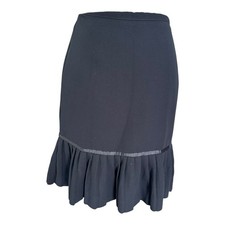 Vintage S.C. Basics Black Ruffle Hem Skirt Size 8 90s Academia Preppy