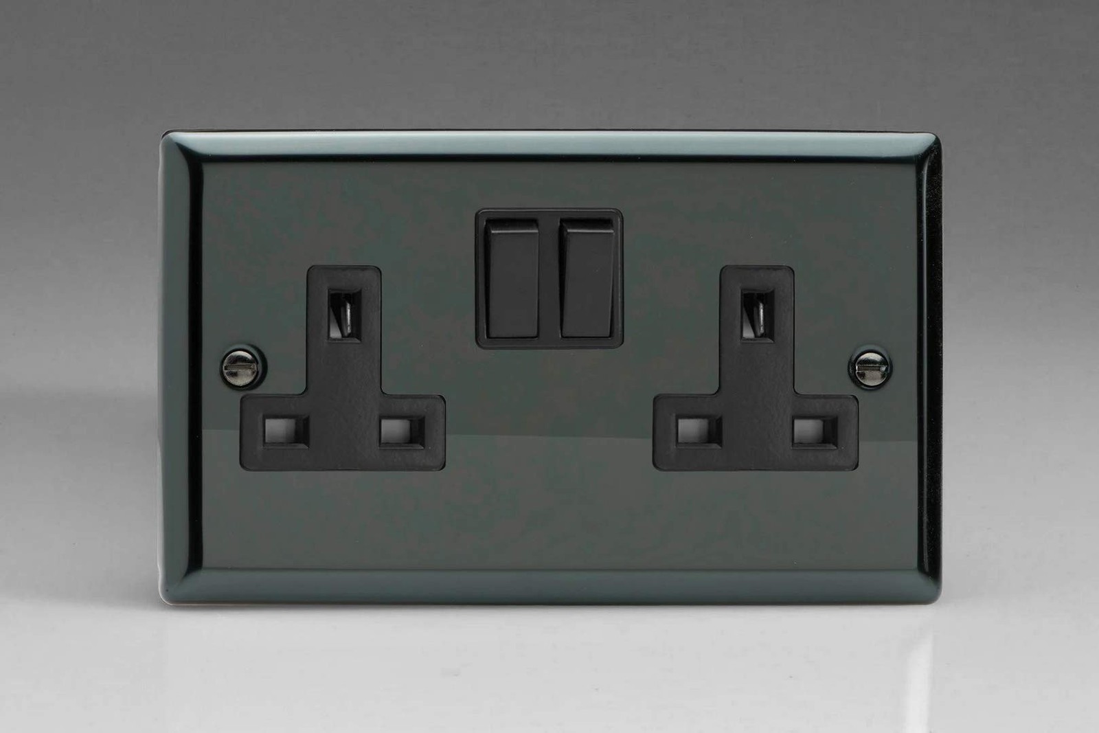 Varilight XI5B 13A Switched Socket 2-Gang Iridium Black Black