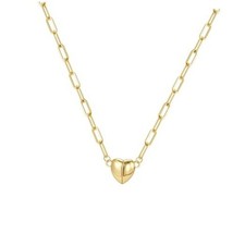 Cute Heart Necklace Tiny 14k Gold Heart Pendant heart paperclip chain gold