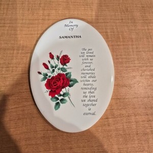 Memorialize your beloved Pet Samantha Memorial ceramic plate cat dog pet roses