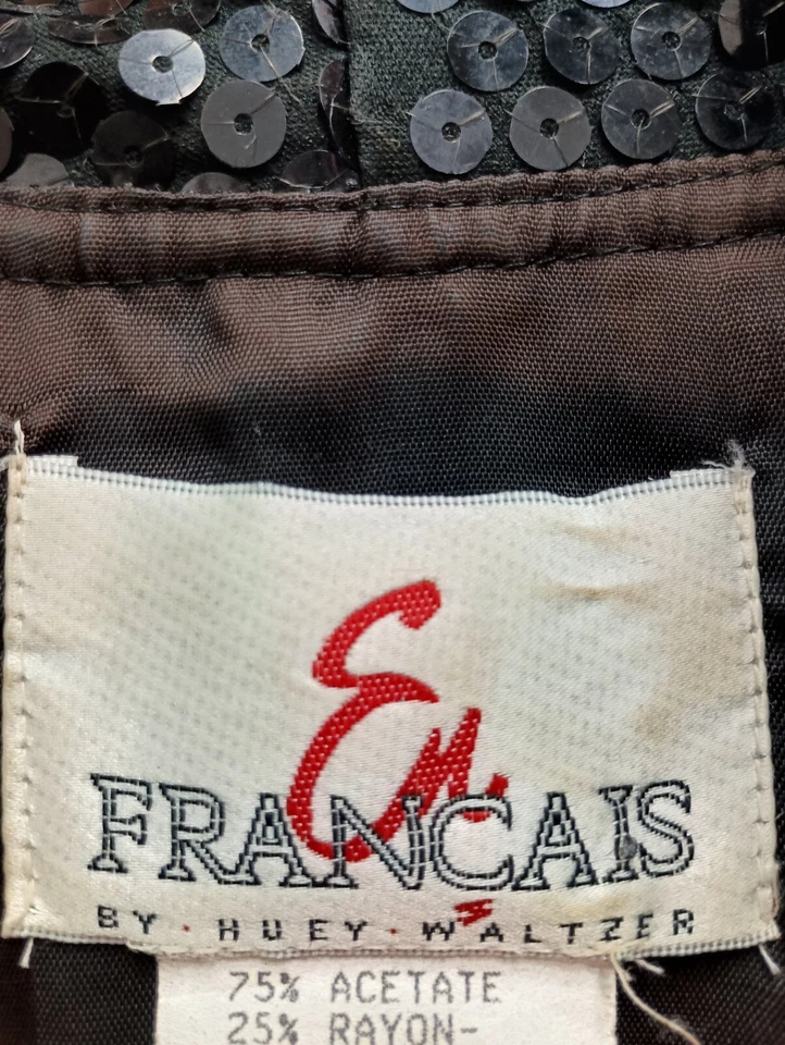 Винтажный 80-х годов En Francais Huey Waltzer женщин черный бархат куртка 10 блестками вечер - Изображение 4 из 4