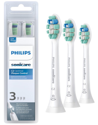 Philips Sonicare C2 Plaque Control Toothbrush Heads   3 Pack, White, HX9023/65