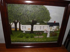 Illinois Landscape Oil Painting Old Homestead Signd Framed 18x21" ready to Hang 