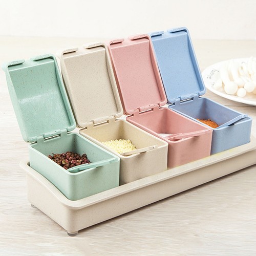 Kitchen Wheat Straw Seasoning Seasoning Storage Rack Organizer Condiment Holder - Picture 11 of 13