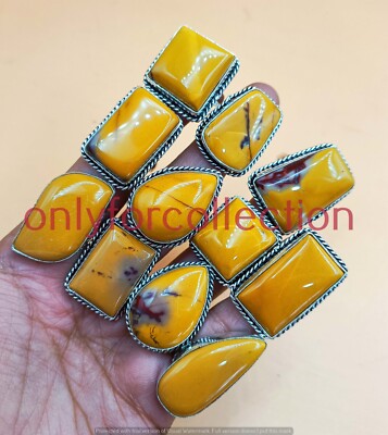 Natural Mookaite Jasper Gemstone 925 Sterling Silver Plated Wholesale Lot Rings