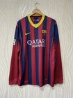 BARCELONA 2013 2014 HOME FOOTBALL SHIRT SOCCER JERSEY LONG SLEEVE NIKE 547926-41