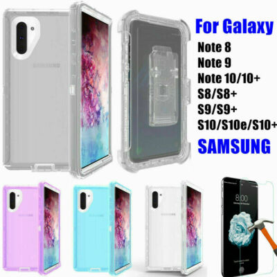 For  Samsung Galaxy S24 S25 N9 N10 S9 S8 S22 S23 W/Belt Clip Clear Defender Case