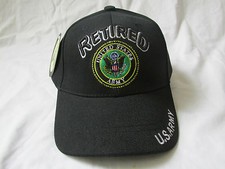 New Retired US Army Veteran Black Military United States Baseball Hat Adjustable
