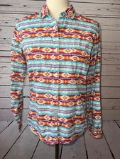 Panhandle Western Top Womens Medium Aztec Southwest Pearl Snap Cowgirl Rodeo