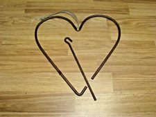 Vintage Cast Wrought Iron Dinner Bell Heart shape 13” Primitive Calling Western