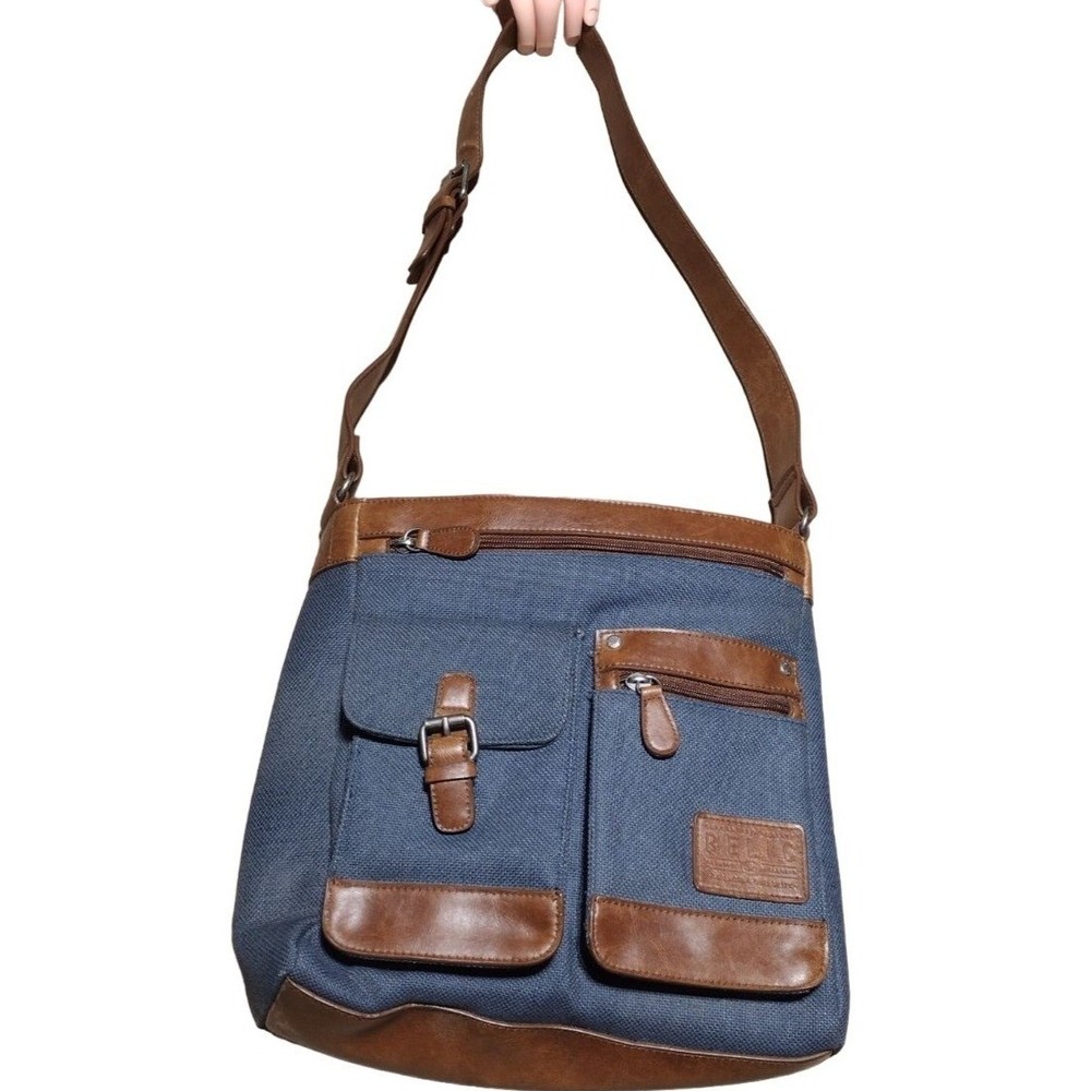 Relic Blue Canvas Messenger Crossbody Bag/Purse