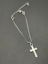 Dior's D Logo Cross Silver Tone Pendant Necklace total length 24cm Used