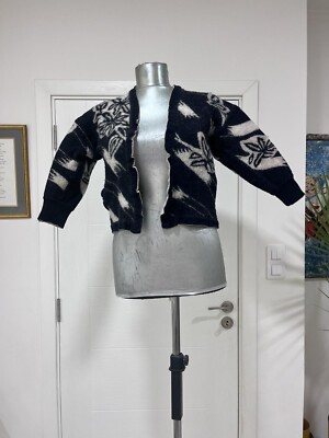 VTG 80s Escada 100% New Wool Crop Cardigan By Margaretha Ley Size 38 (S-M) Rare