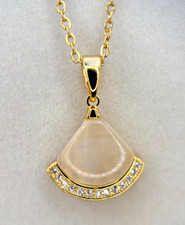 Fifth Ave Gold Rhinestone Shell Gem Pendant Necklace