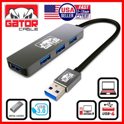 USB 3.0 Hub 4-Port Adapter Expansion Charger Data Sync For PC Mac Laptop Desktop