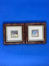 Vintage Gold Plated Wall Hanging Artwork Harp Ladies And Village Cottage Art 6