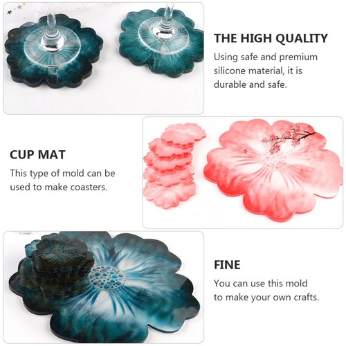 4 pezzi stampo in silicone a forma di fiore decorazione stampo tazza tappetino fai da te arte tazza tappetino stampo - Foto 8 di 12