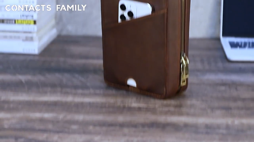 Bolsa de viaje de cuero genuino Estuche de transporte de almacenamiento Bolsa Soporte Bolsillo con cremallera - Vídeo 1 de 1