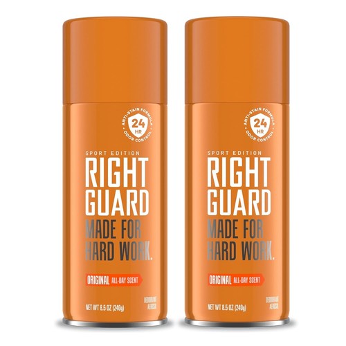 2-Pack Right Guard Sport Original Deodorant 24Hr Protection Aerosol Spray, 8.5oz - Picture 9 of 10