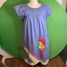 Vintage 80’s Parrot  Embroidered Dress Sz M  K207