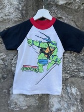Vintage 1989 Teenage Mutant Ninja Turtles Leonardo Ringer Tee Kids M