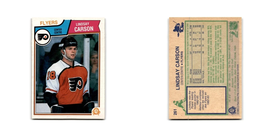 1983 O-Pee-Chee Lindsay Carson RC Philadelphia Flyers #261 - Image 3 of 3