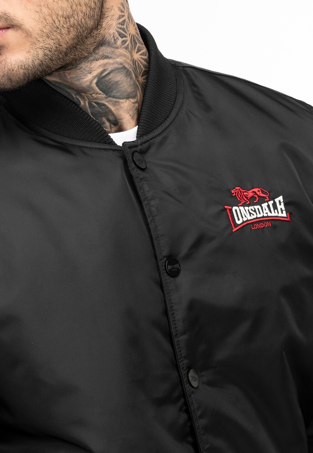Unique Lonsdale Bomber College Baseball Jacket Black  Lined Regular-Fit Orkney image 4