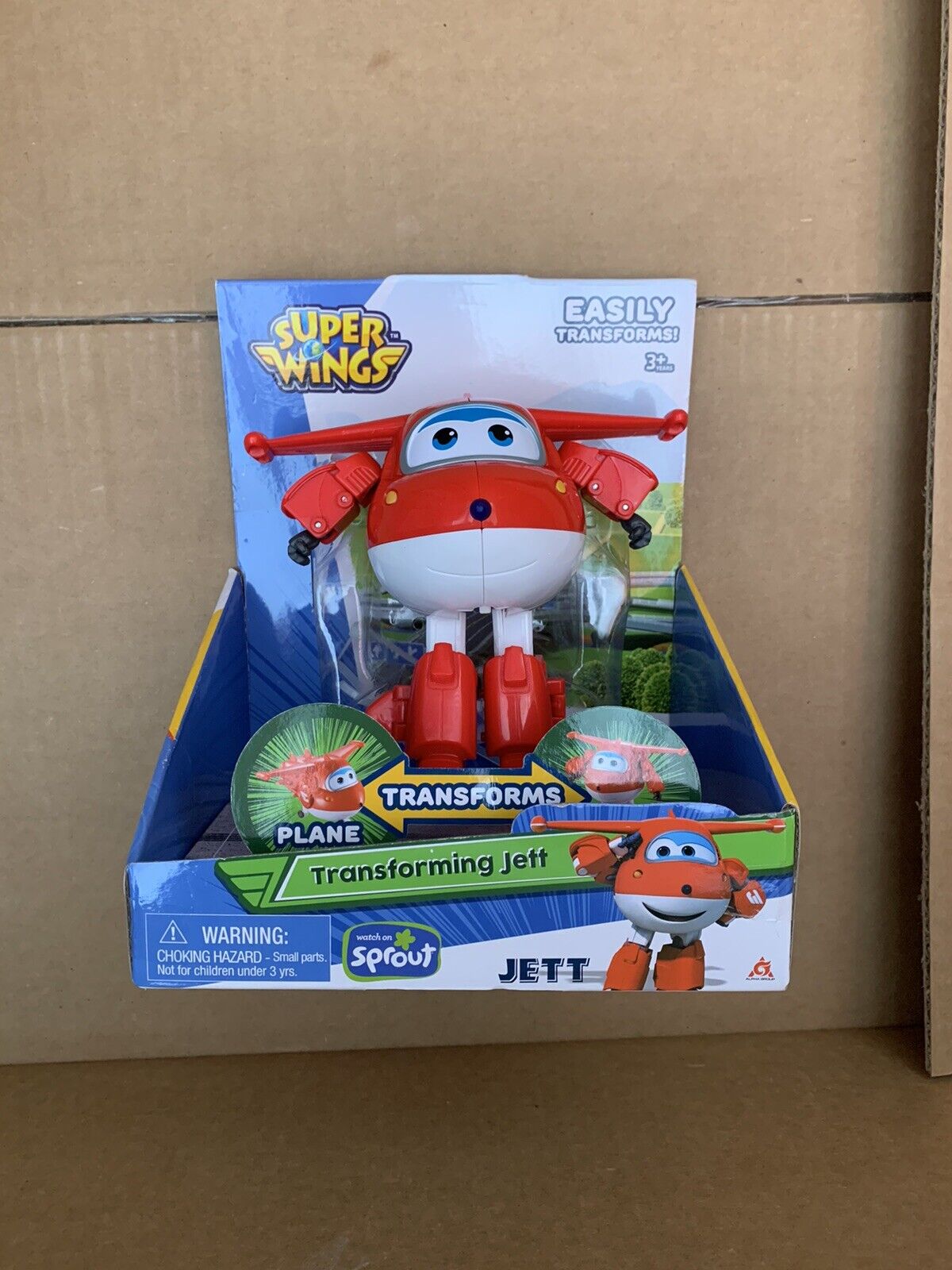 Super Wings - Transforming Jett Toy Figure, Plane, Bot, 5" Scale, Red
