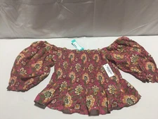 C181 VELVET by GRAHAM & SPENCER Corryn Smocked Top Pink Womens Size Small