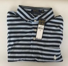 Polo Ralph Lauren Mens Classic Fit Stripped Polo Shirt Blue Pocket S New Pony