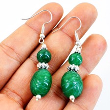 Wholesale Price 65.00 Cts Earth Mined Green Emerald Beads Designer Earrings