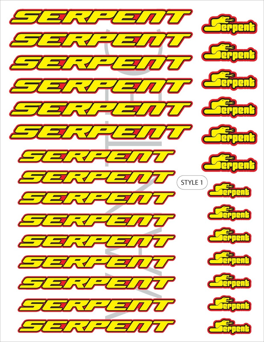 Serpent RC Sticker Decal buggy cars truck Spyder SRX2 SDX4 SRX8
