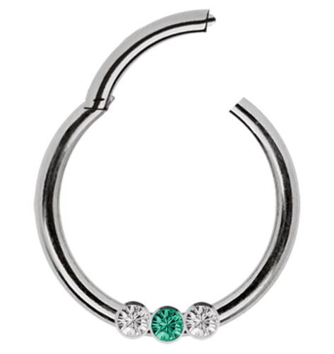 Piercing Schmuck Smooth Segment Clicker Nasenring und 3 Kristalle in zwei Farben - Bild 9 von 18