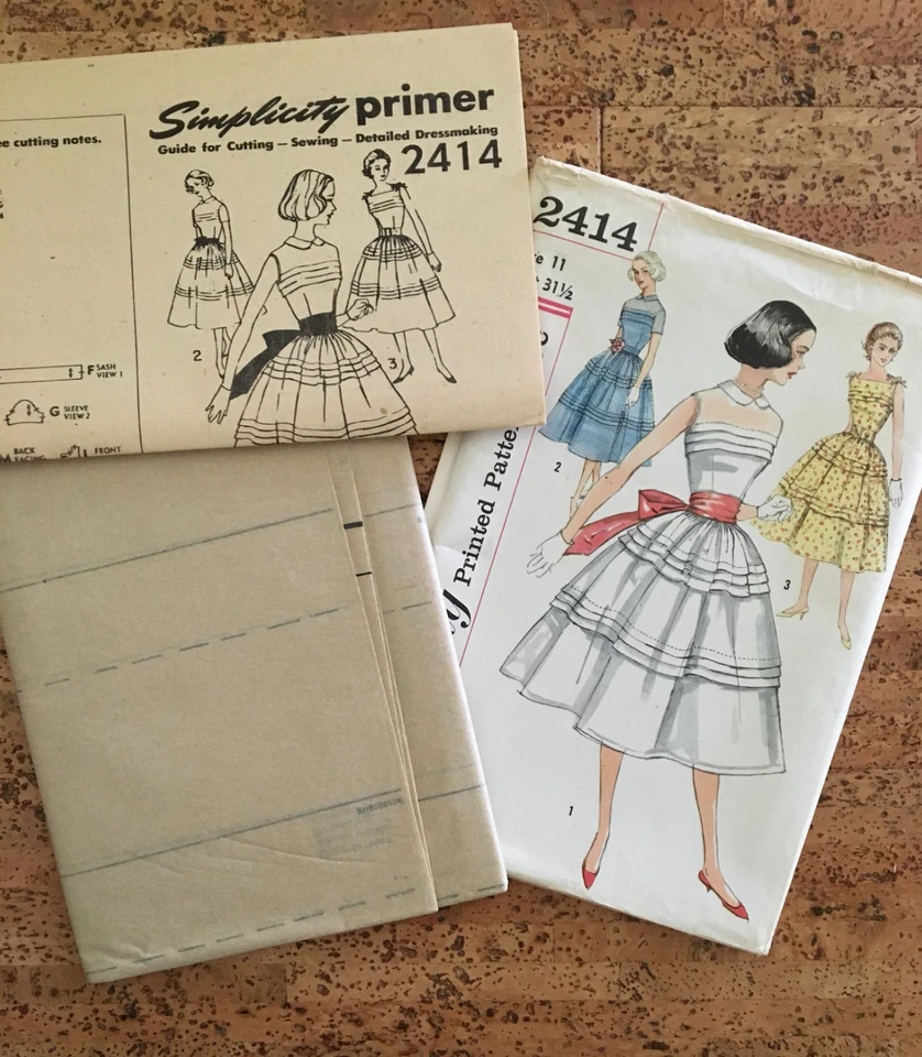 VTG  1950s Simplicity Sewing Pattern 2414  Dress w Tucks Sz 11 Bust 31 1/2 UNCUT - Image 2 of 3