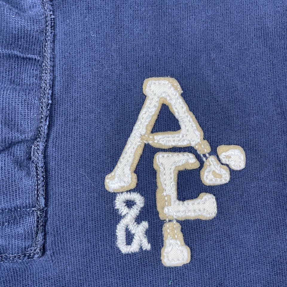 VTG Abercrombie & Fitch Mens Henley Shirt AF Logo Front Pockets Blue 2XL Heavy - Image 2 of 4