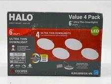 Halo HLBSL6099FS35-4PK LED 6” Ultra Thin Canless Downlight HLB 5000K, 4 Pack