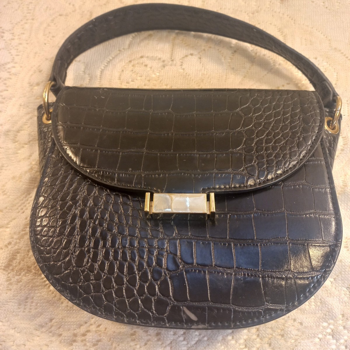 その他 ANIARY CROCO EMBOSS HANDBAG Gianni Bini Embossed Crocodile Shoulder Black Purse Pocketbook