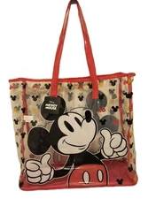 Disney Mickey Mouse Red XL TRANSPARENT Reusable Beach Tote/Shopping/Gift Bag 🆕