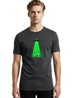 Ufo-Invasion Mens Graphic Tee, 100% Cotton, Casual Summer Wear