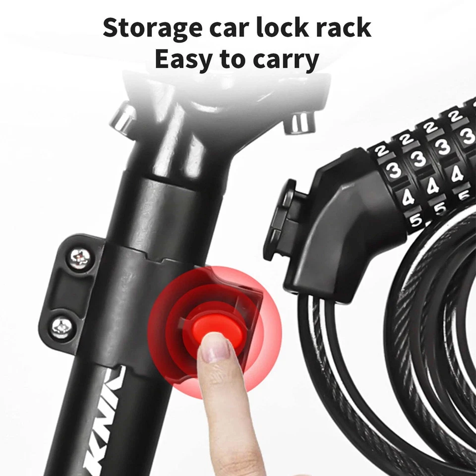 5-Digit Heavy Duty Combination Password Bike Lock Cable Bicycle Anti Theft Lock - Image 3 of 4
