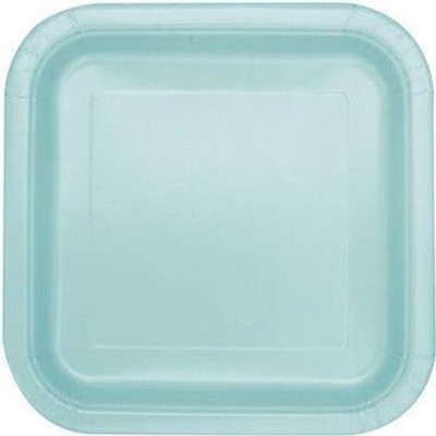 Gadget - Unique Party: 16 Mint 7In Sq Plt Sup. Piatto Carta 18 Cm Verde Menta -D