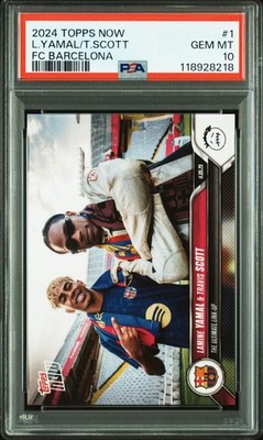 PSA10 2024-25 TOPPS NOW FC BARCELONA 1 TRAVIS SCOTT/LAMINE YAMAL