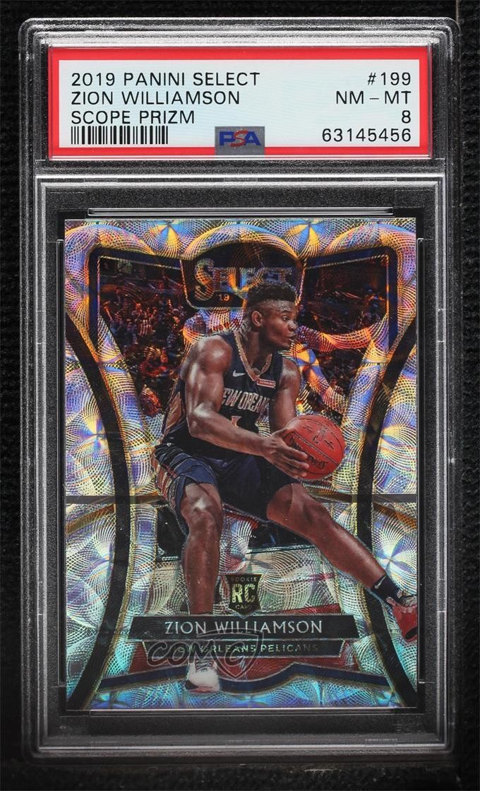2019-20 Panini Select Premier Level Scope Prizm Zion Williamson #199 PSA 8 0ls