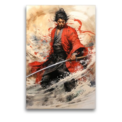 Premium Textil-Leinwand 75x50cm hoch Der Samurai - ein professioneller Kämpfer |