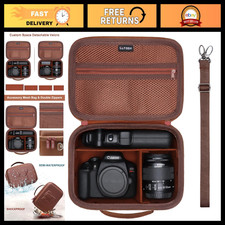 Compact DSLR Camera Bag for Canon EOS Rebel T7 R50 R100 - Brown Case, Lightweigh
