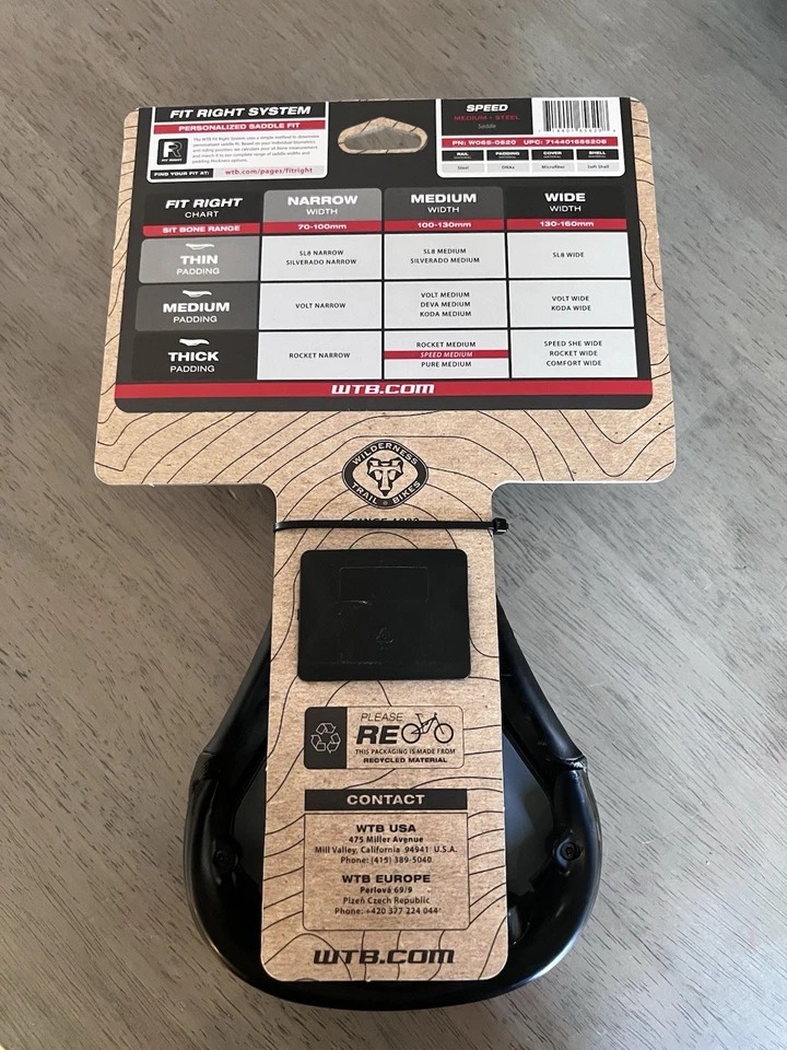 Sillín de velocidad WTB 145mm X 270mm. Acolchado grueso, riel de acero. Foto 2 de 4